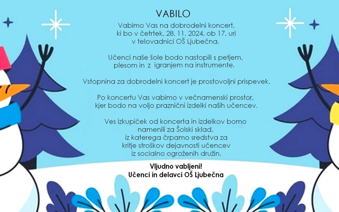 Vabilo – Dobrodelni koncert in novoletna tržnica